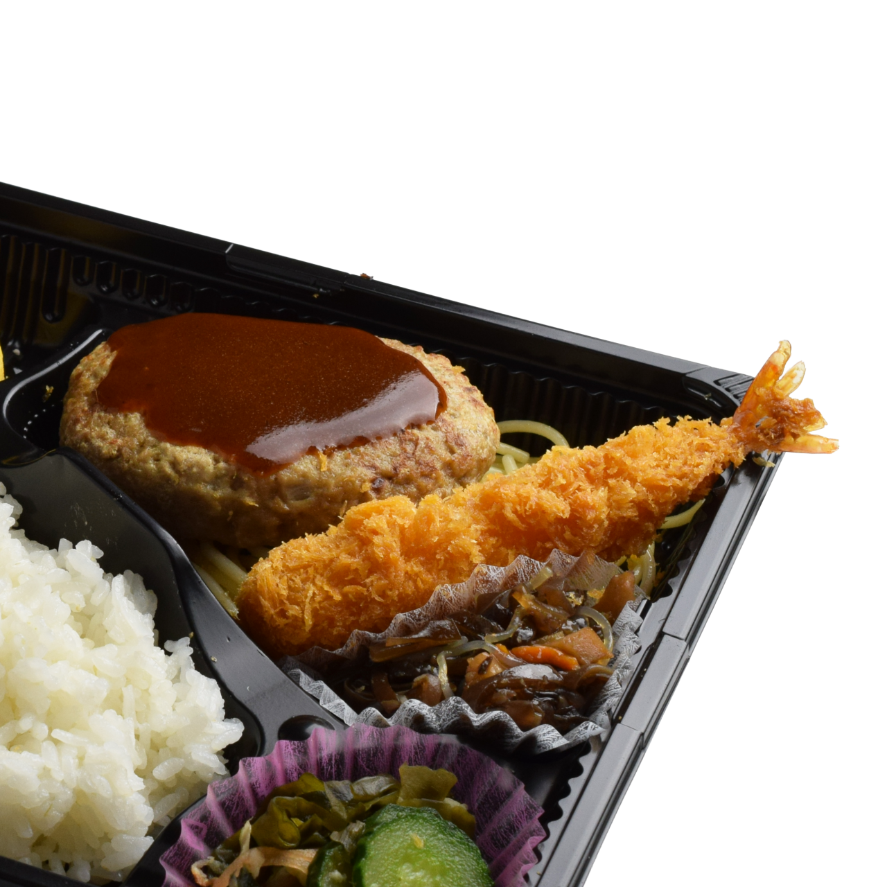 4-12-海老フライとハンバーグ弁当